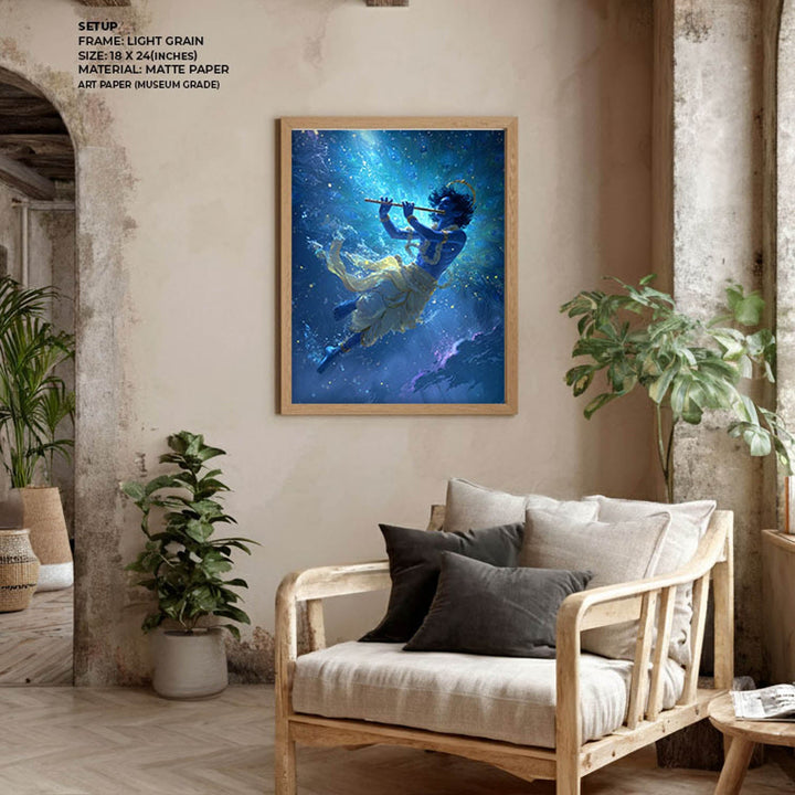 Mystic Krishna Painting – Flute Wall Art