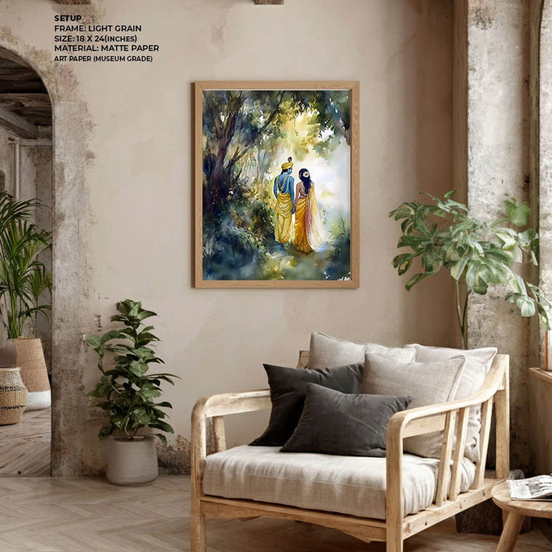 Radha & Krishna in Forest  - Vastu Painting