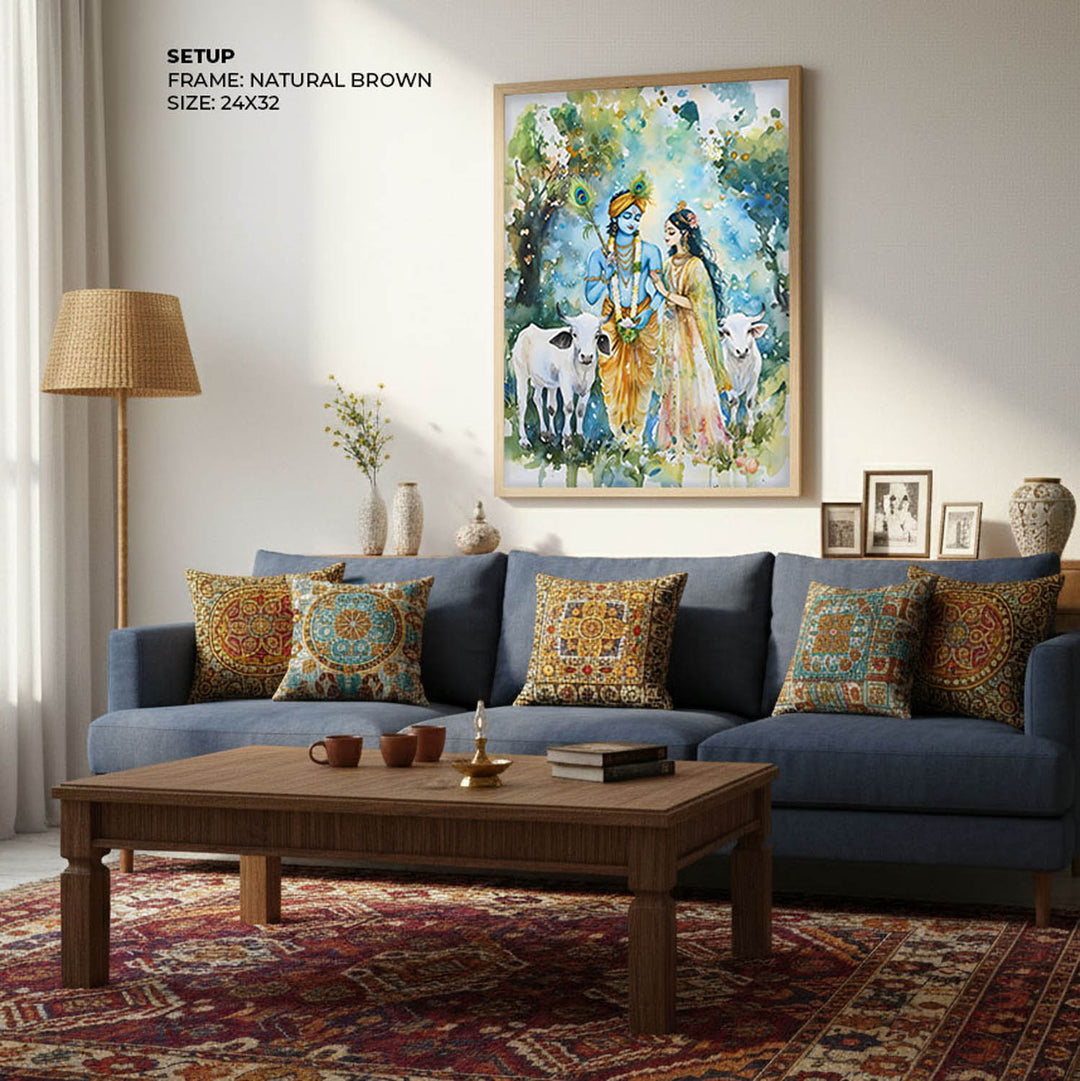 Radha & Krishna with Cows - Vastu Painting