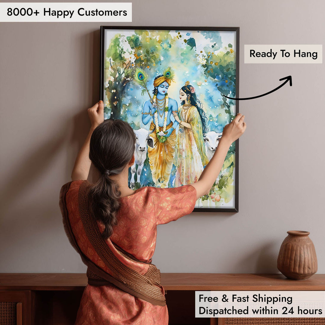 Radha & Krishna with Cows - Vastu Painting