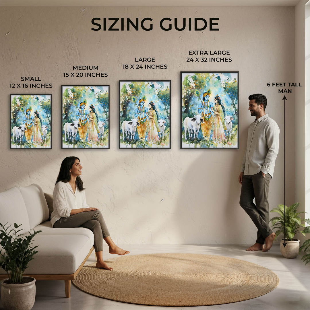 Radha & Krishna with Cows - Vastu Painting