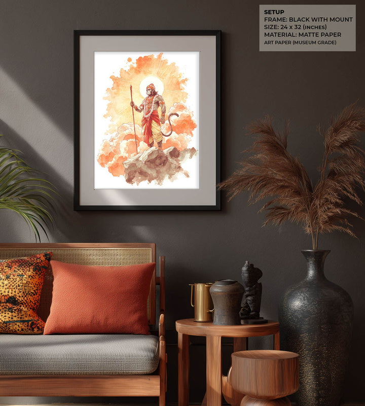 Radiant Hanuman Painting – Bajrangbali Wall Art
