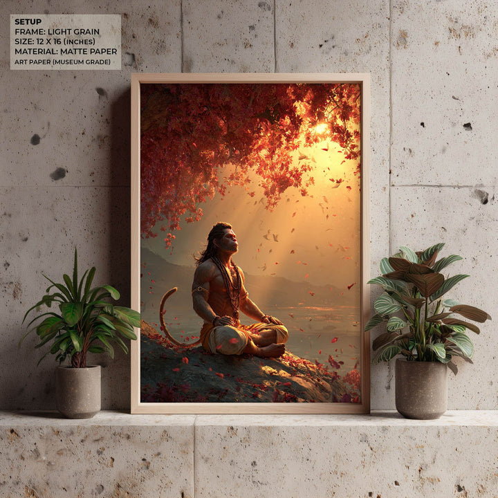 Sankat Mochan Hanuman Meditation Painting – Vastu Wall Art