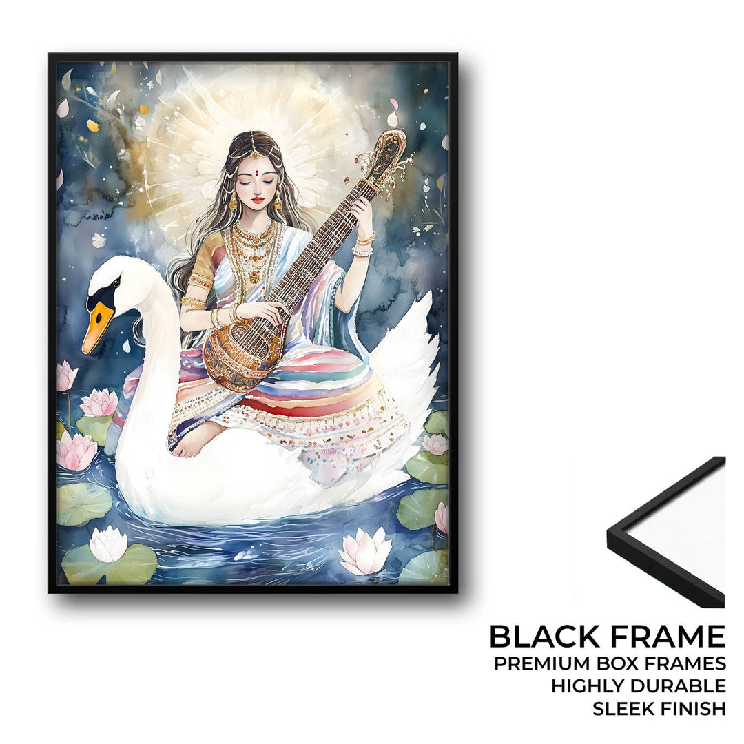 Saraswati Maa with Swan  - Vastu Painting
