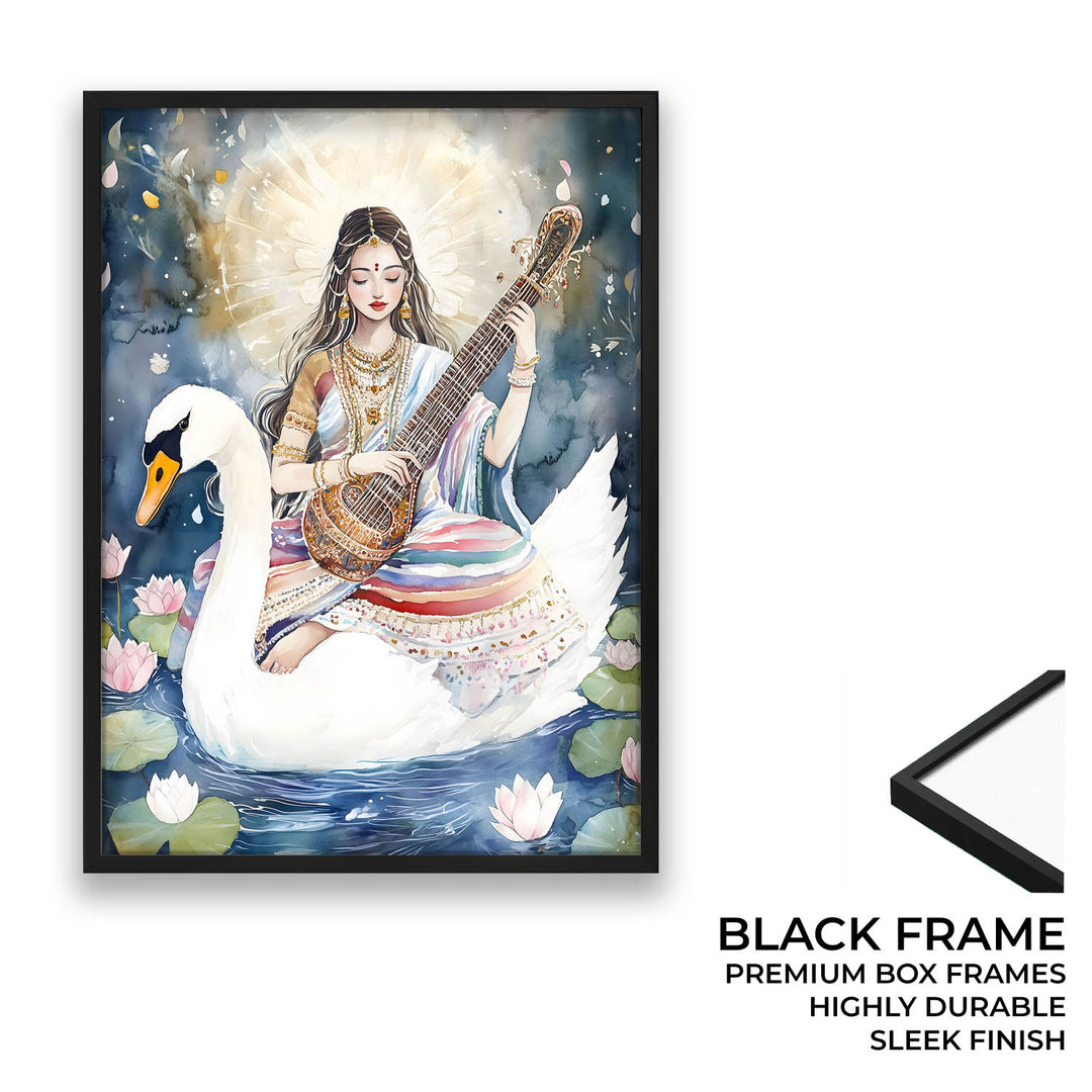 Saraswati Maa with Swan  - Vastu Painting