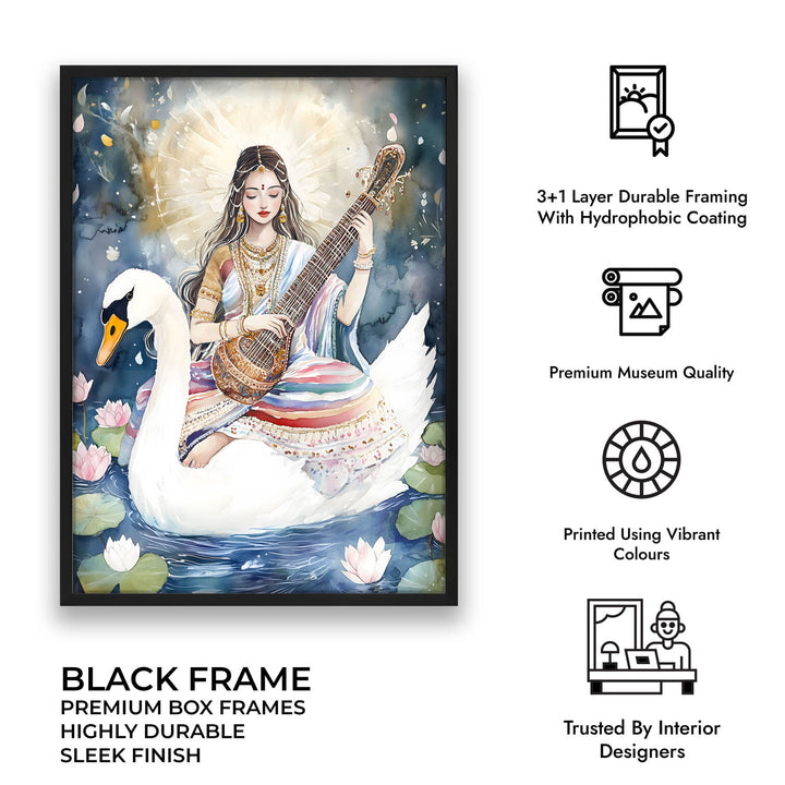 Saraswati Maa with Swan  - Vastu Painting