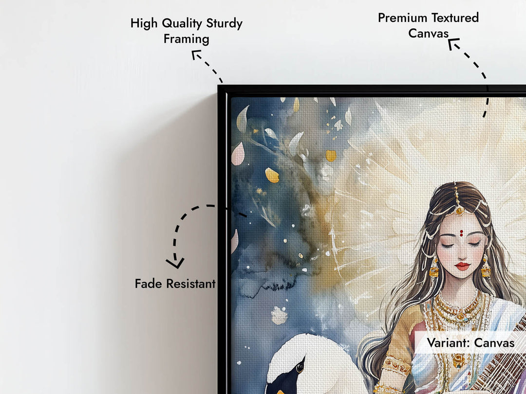 Saraswati Maa with Swan  - Vastu Painting
