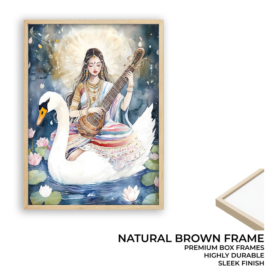 Saraswati Maa with Swan  - Vastu Painting