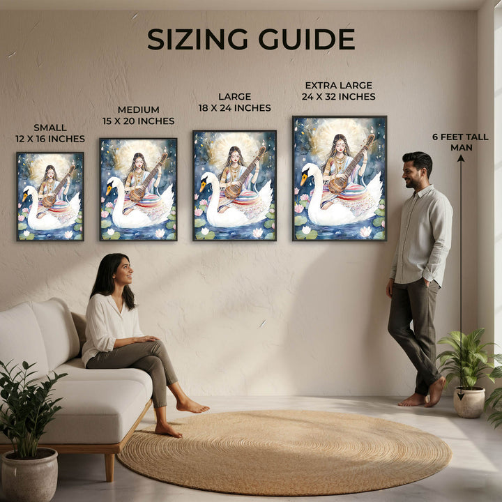 Saraswati Maa with Swan  - Vastu Painting