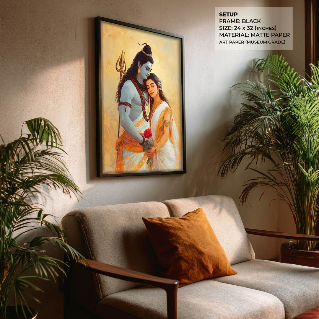 Shiv Parvati Painting – Lord Shiva and Goddess Parvati Vastu Wall Art