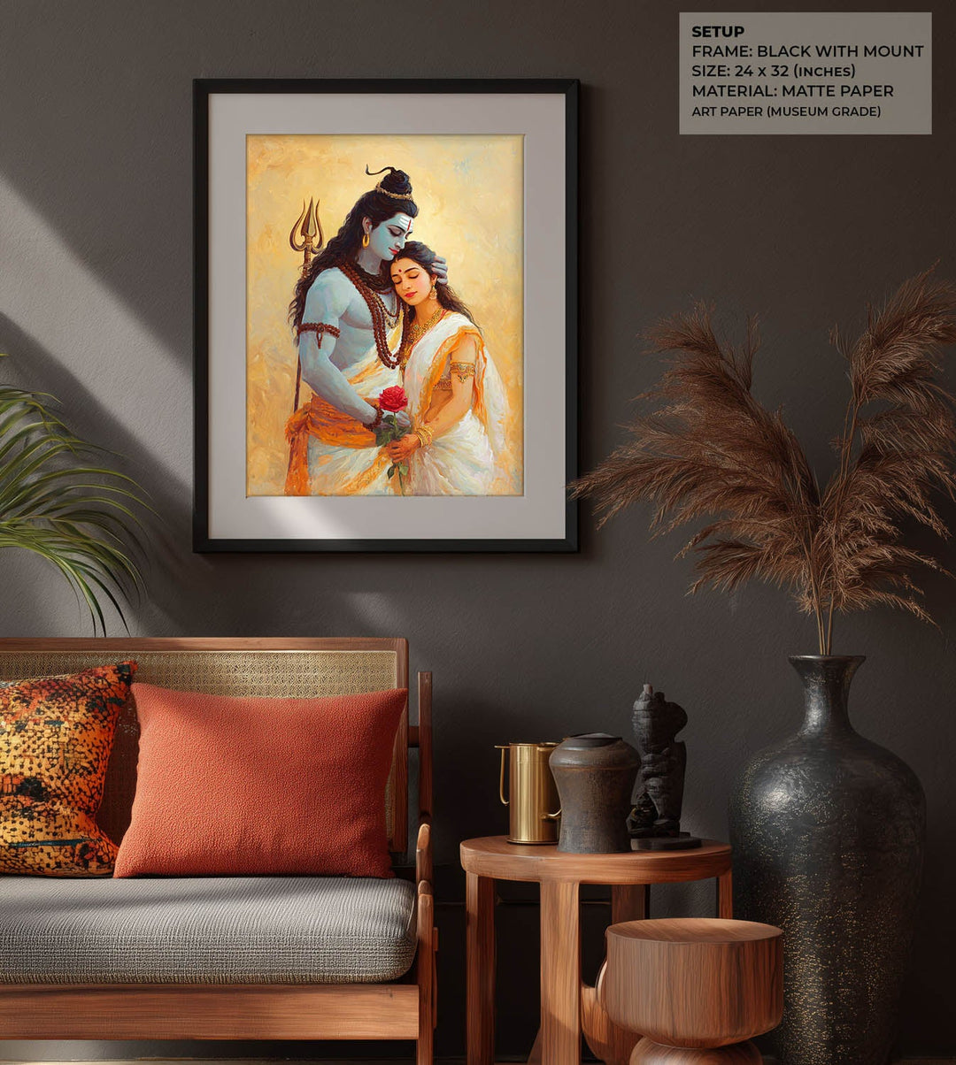 Shiv Parvati Painting – Lord Shiva and Goddess Parvati Vastu Wall Art