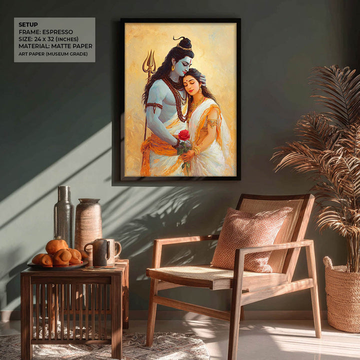 Shiv Parvati Painting – Lord Shiva and Goddess Parvati Vastu Wall Art