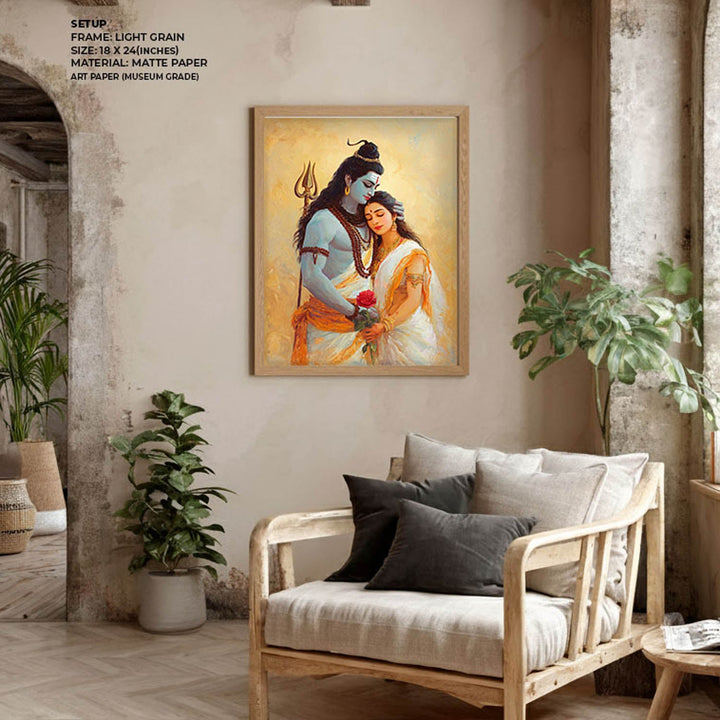 Shiv Parvati Painting – Lord Shiva and Goddess Parvati Vastu Wall Art