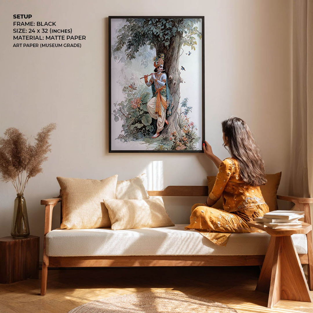 Shree Krishna Playing Flute Painting – Vastu Wall Art