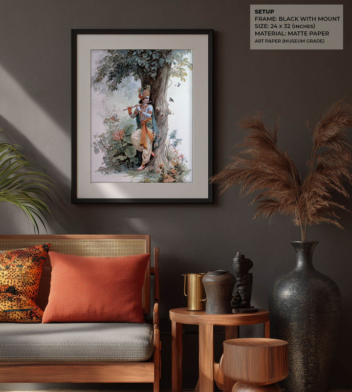 Shree Krishna Playing Flute Painting – Vastu Wall Art