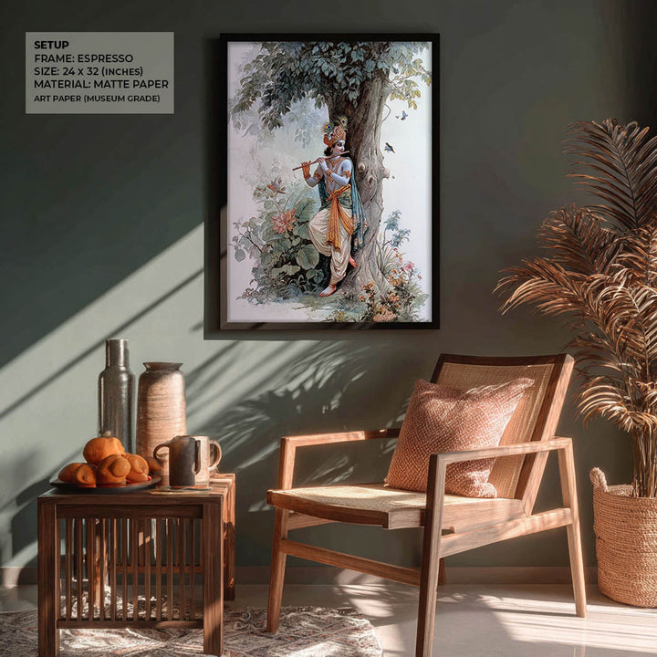 Shree Krishna Playing Flute Painting – Vastu Wall Art