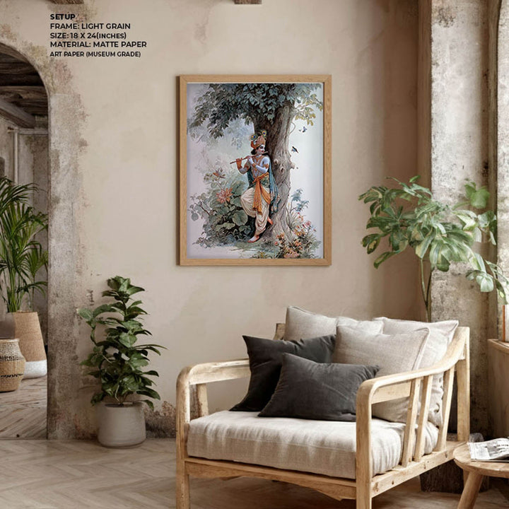 Shree Krishna Playing Flute Painting – Vastu Wall Art