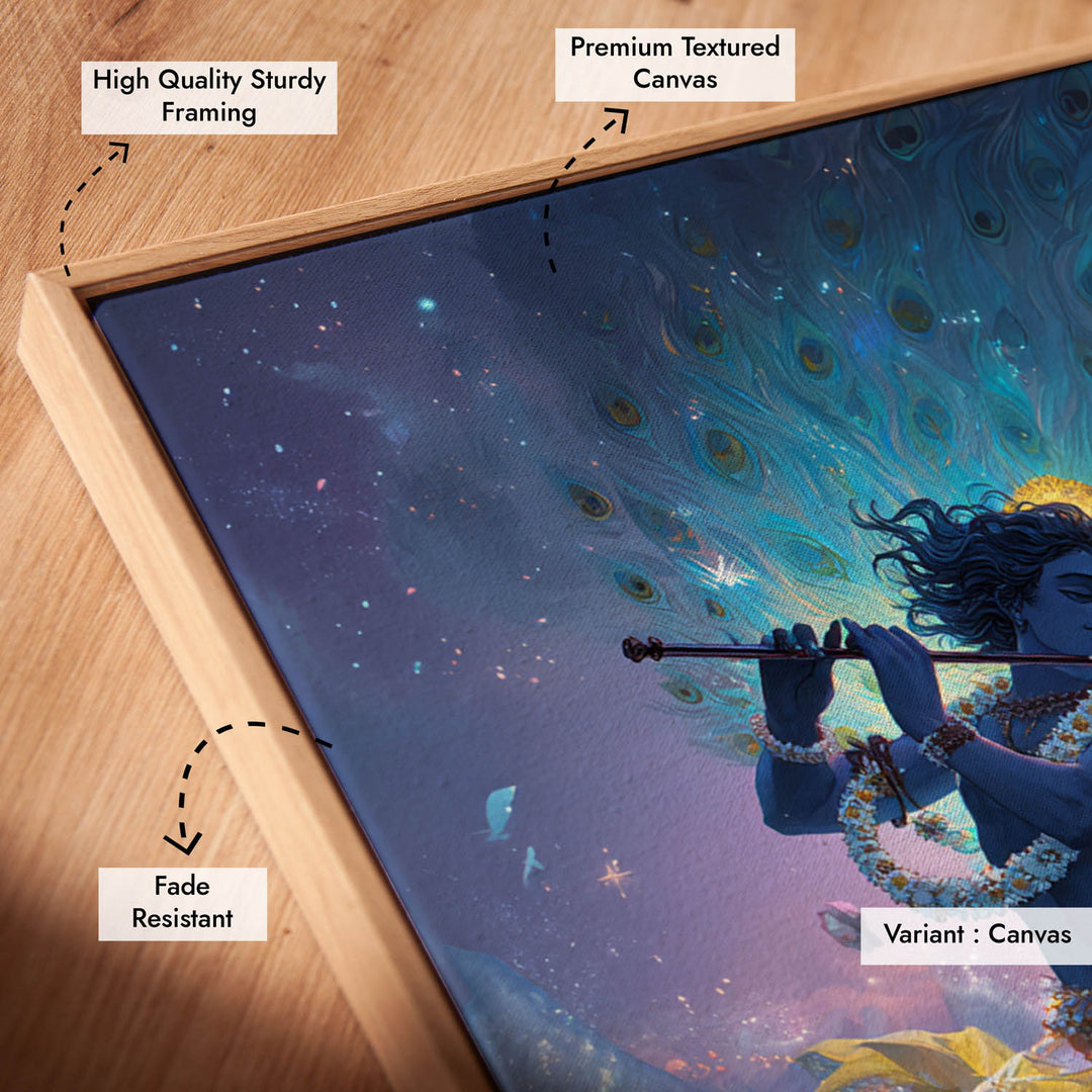 Celestial Krishna Painting – Flute Wall Art