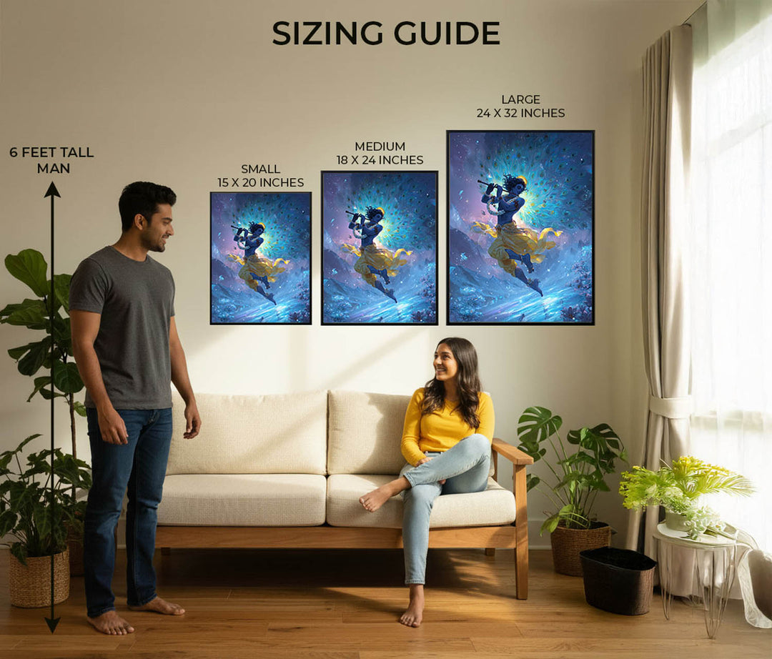 Celestial Krishna Painting – Flute Wall Art
