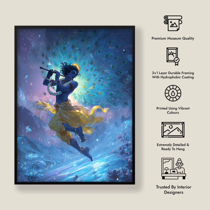 Celestial Krishna Painting – Flute Wall Art