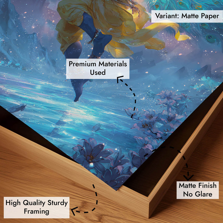 Celestial Krishna Painting – Flute Wall Art