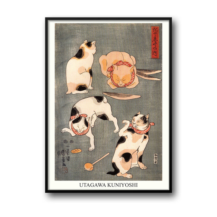 four-cats-in-different-poses-utagawa-kuniyoshi