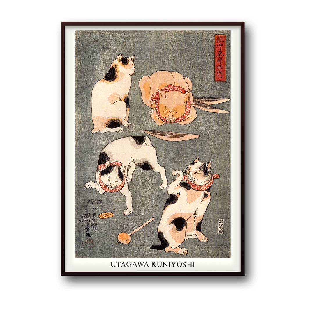 four-cats-in-different-poses-utagawa-kuniyoshi
