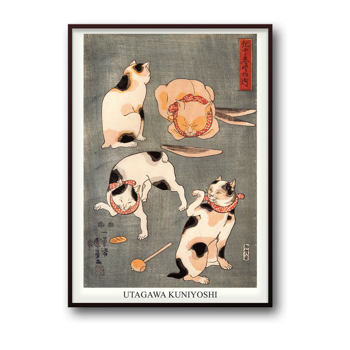 four-cats-in-different-poses-utagawa-kuniyoshi