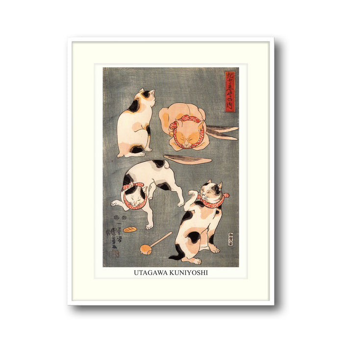 four-cats-in-different-poses-utagawa-kuniyoshi