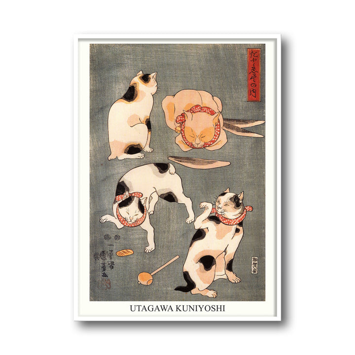 four-cats-in-different-poses-utagawa-kuniyoshi