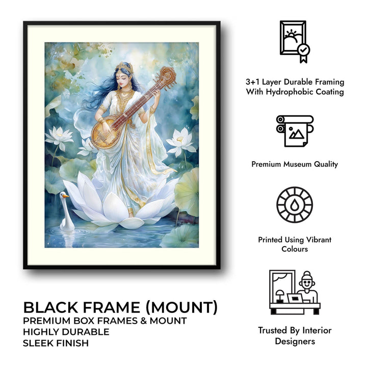 Goddess Saraswati with Swan - Vastu Painting