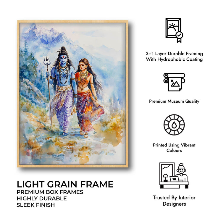 Lord Shiv & Goddess Parvati in Himalaya  - Vastu Painting