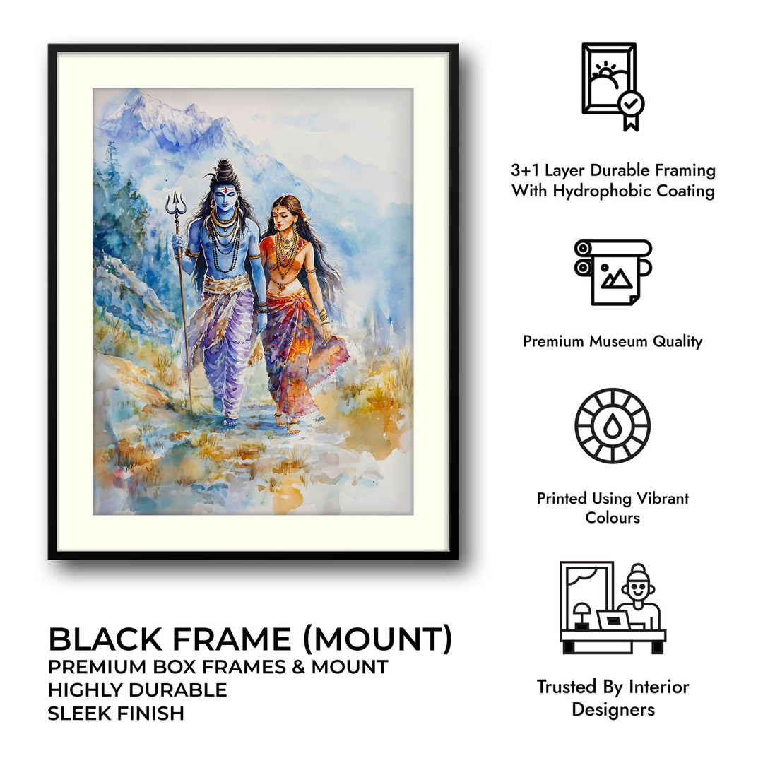 Lord Shiv & Goddess Parvati in Himalaya  - Vastu Painting
