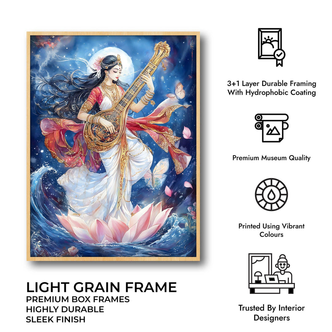 Goddess Saraswati Dancing - Vastu Painting