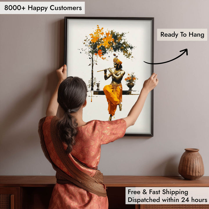 Krishna with Flute - Vastu Painting