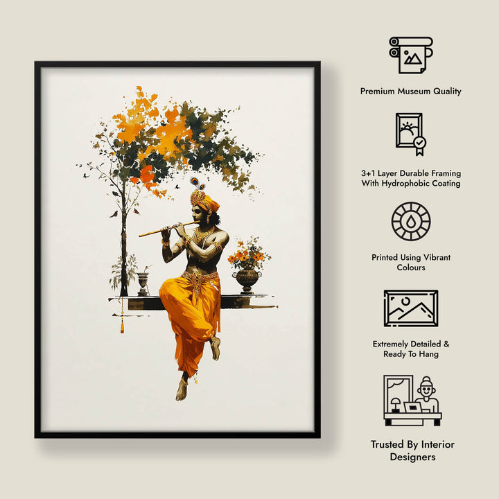 Krishna with Flute - Vastu Painting
