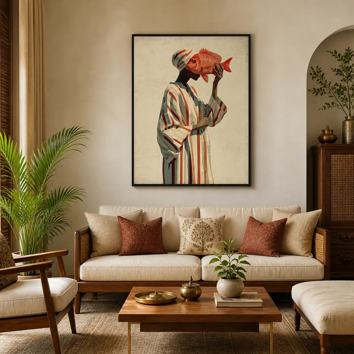 Modern Art placed in Indian living room