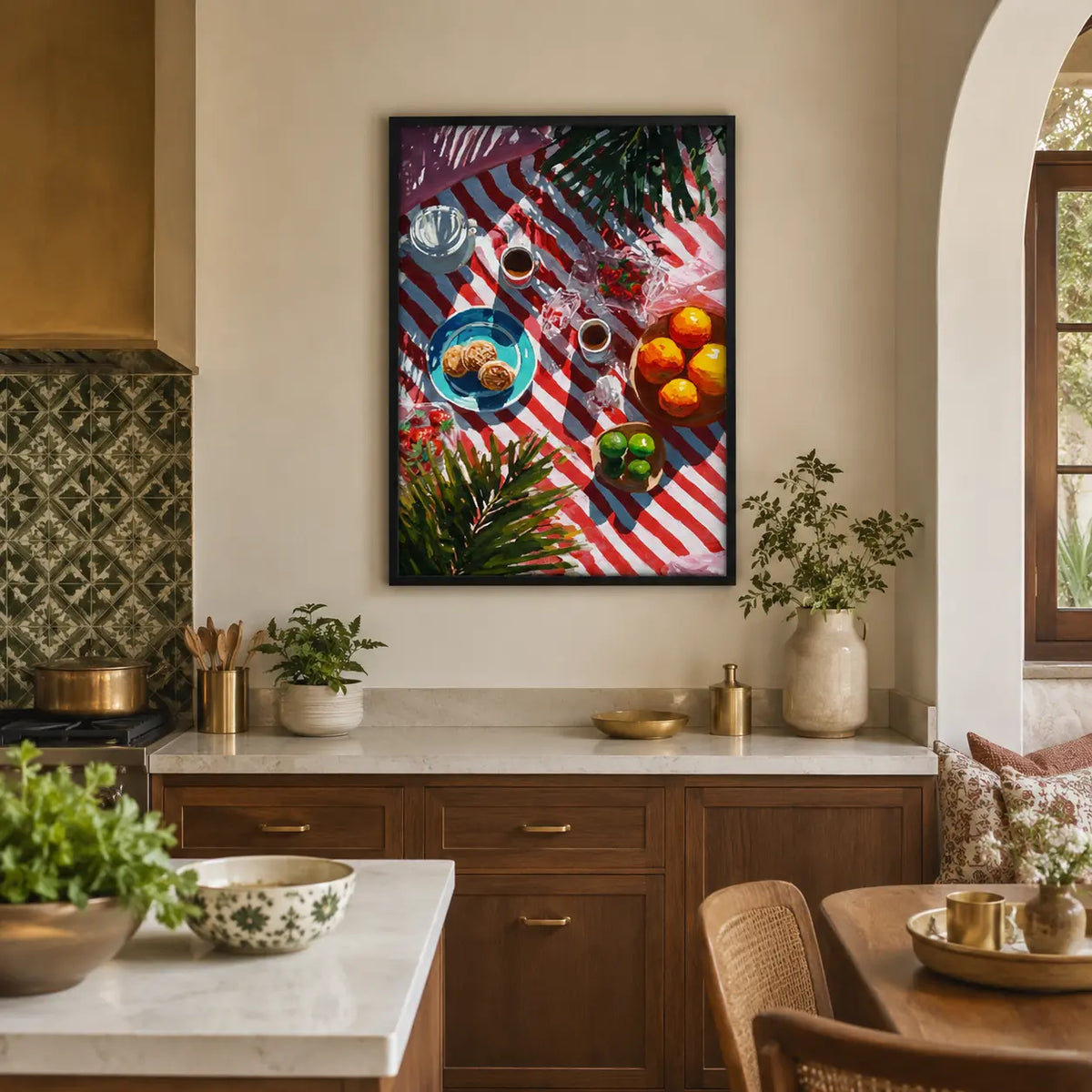 Picnic Art hanging in Indian kitchen